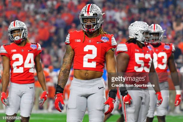 Ohio State Buckeyes defensive end Chase Young looks on during the 2019 PlayStation Fiesta Bowl college football playoff semifinal game between the...