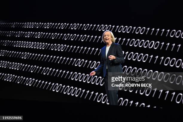 Quibi CEO Meg Whitman speaks about the short-form video streaming service for mobile Quibi during a keynote address January 8, 2020 at the 2020...