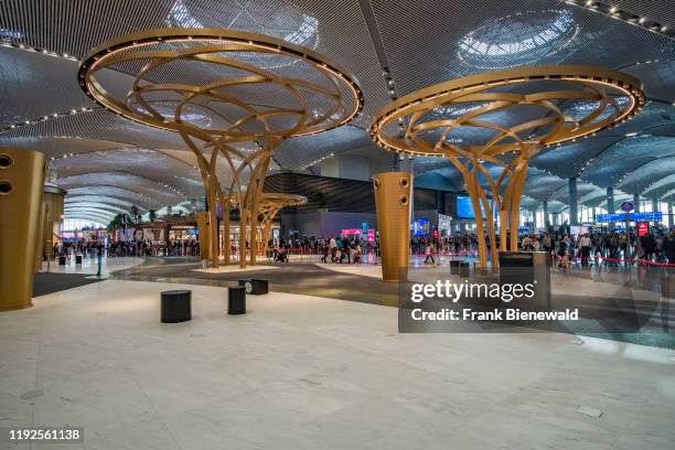 Interior design of the departure hall in the new Istanbul Airport.