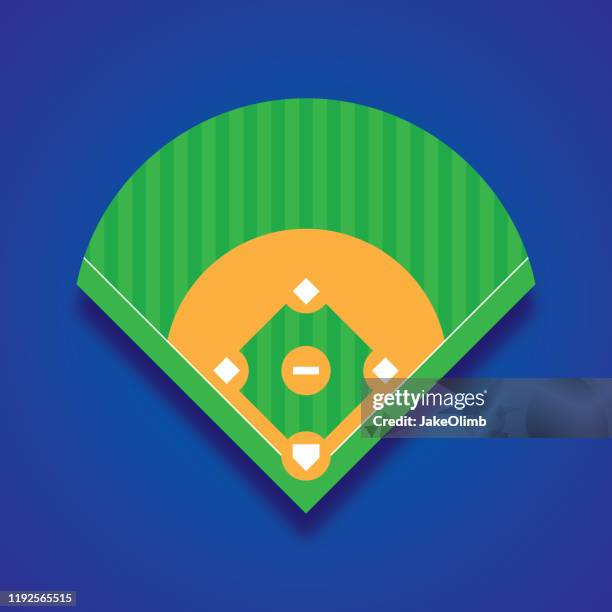 ilustraciones, imágenes clip art, dibujos animados e iconos de stock de baseball diamond icon flat - campo de béisbol