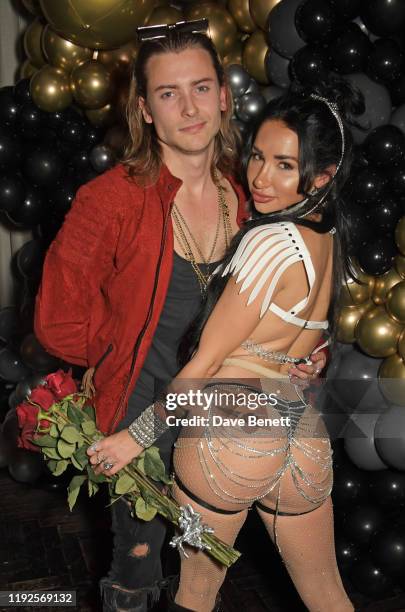 Elijah Rowen and Natasha Grano attend her birthday party at The Mandrake Hotel on January 8, 2020 in London, England.