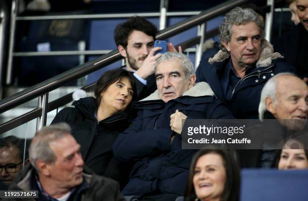 Estelle Denis and husband Raymond Domenech attend the French League Cup quarter final between Paris Saint-Germain and AS Saint-Etienne at Parc des...