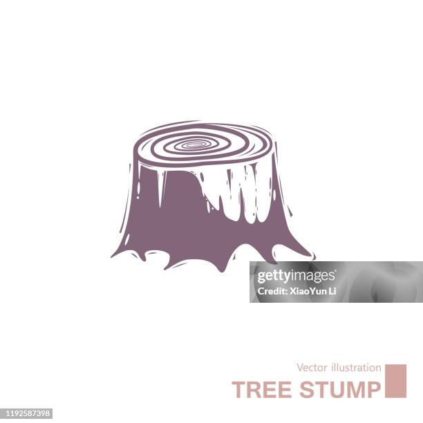 vector drawn tree stump. - tree stump stock illustrations