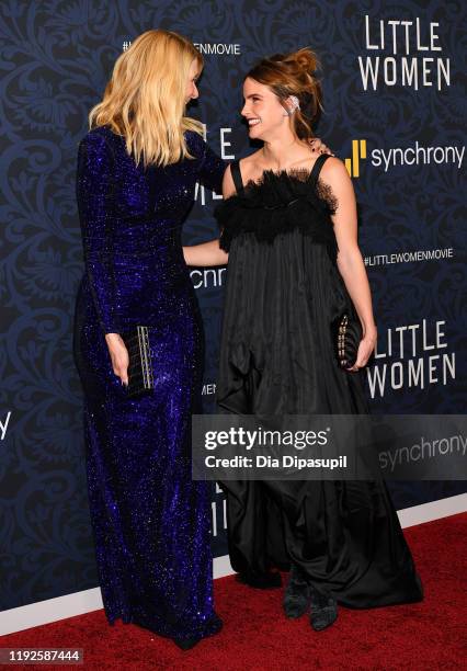 Laura Dern and Emma Watson attend the "Little Women" World Premiere at Museum of Modern Art on December 07, 2019 in New York City.