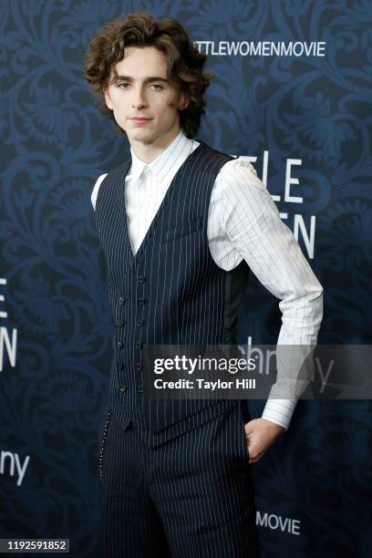 Timothee Chalamet attends the world premiere of "Little Women" at Museum of Modern Art on December 07, 2019 in New York City.