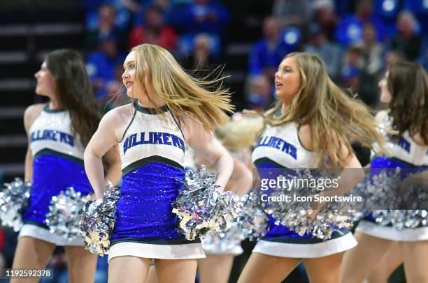 Members of the Saint Louis University Dance Team perform during an Atlantic 10 Conference basketball game between the George Washington Colonials and...