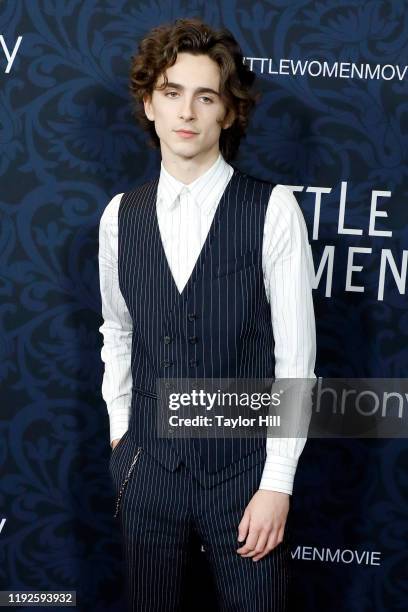 Timothee Chalamet attends the world premiere of "Little Women" at Museum of Modern Art on December 07, 2019 in New York City.