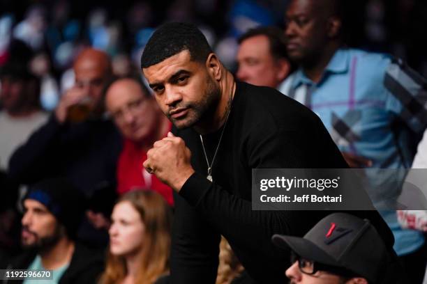 Former NFL player Shawne Merriman is seen in attendance during the UFC Fight Night event at Capital One Arena on December 07, 2019 in Washington, DC.