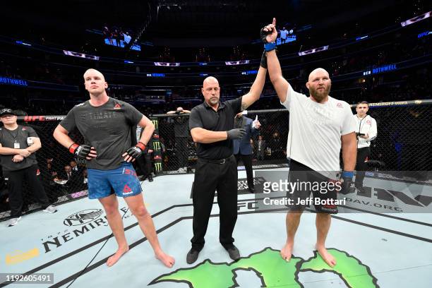 Ben Rothwell celebrates his TKO victory over Stefan Struve of Netherlands in their heavyweight bout during the UFC Fight Night event at Capital One...