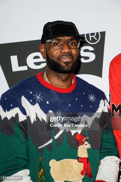 Player LeBron James attends the 2nd Annual Juglife Ugly Sweater Holiday Party at Levi's Haus on December 07, 2019 in Los Angeles, California.