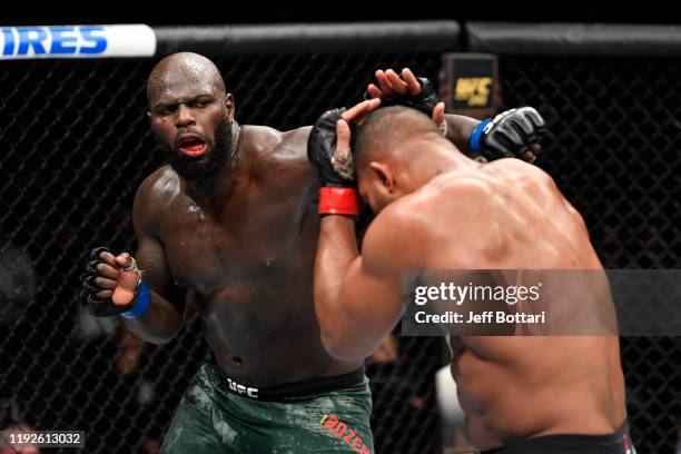 Jairzinho Rozenstruik of Suriname punches Alistair Overeem of Netherlands in their heavyweight bout during the UFC Fight Night event at Capital One...