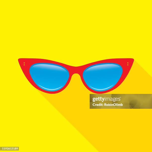 red cats eye sunglasses icon - uv protection stock illustrations