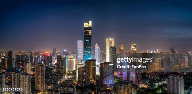 night view of modern cityscape in nanjing, china - nanjing stock pictures, royalty-free photos & images