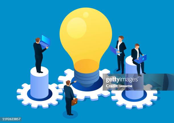 stockillustraties, clipart, cartoons en iconen met zakelijke creativiteit en teamwerk - electric light stock illustrations