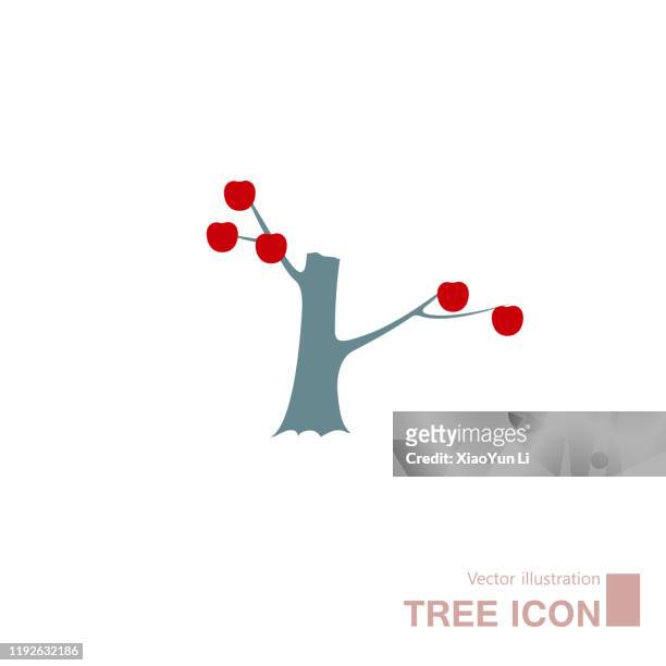 vector drawn tree. - apple logo stock illustrations