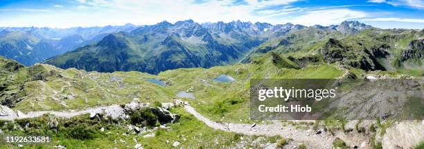 mountain panorama - montafon valley stock pictures, royalty-free photos & images