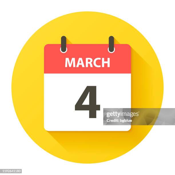 march 4 - round daily calendar icon in flat design style - march calendar 2020 stock illustrations