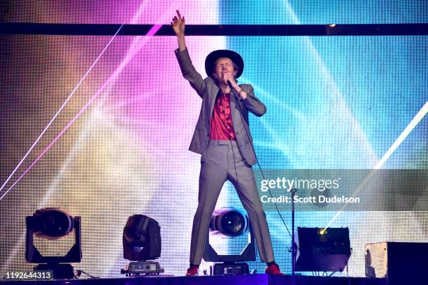 Musician Beck performs onstage during the KROQ Absolut Almost Acoustic Christmas 2019 at Honda Center on December 07, 2019 in Anaheim, California.