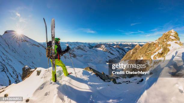 ski mountaineering at kitzsteinhorn, ski resort kaprun in austrian alps - ski touring stock pictures, royalty-free photos & images