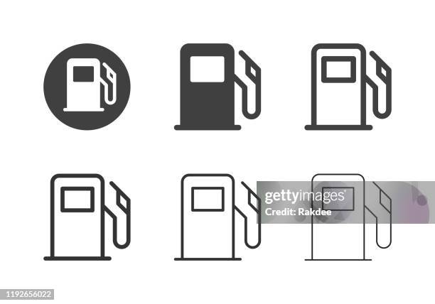 fuel pump icons - multi series - oil rig worker stock illustrations