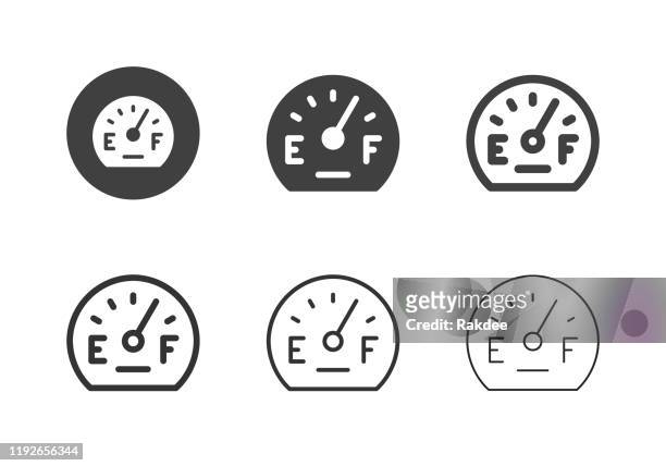 fuel gauge icons - multi series - fossil fuel stock illustrations