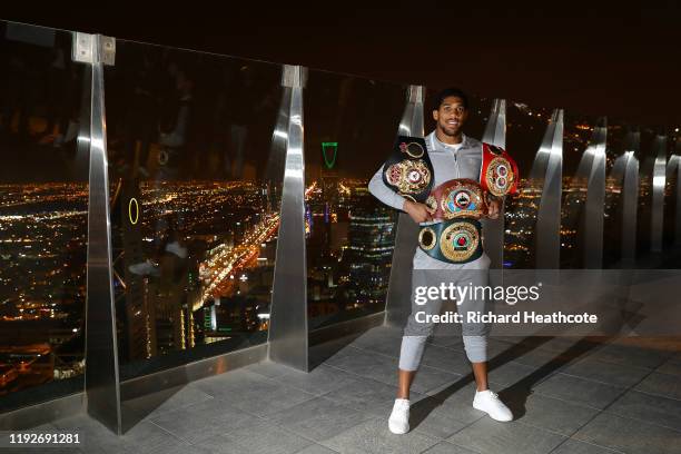 Two time Heavyweight Champion of the World, Anthony Joshua poses for pictures overlooking Riyadh after the IBF, WBA, WBO & IBO World Heavyweight...