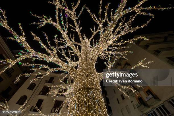 Christmas atmosphere on December 7, 2019 in Salerno, Italy. Luci d'Artista is an exhibition of luminous works of art installed in the squares, parks...