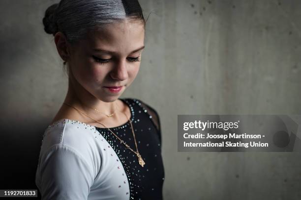 Alexandra Trusova of Russia poses for a photo ahead of the Gala Exhibition during the ISU Grand Prix of Figure Skating Final at Palavela Arena on...