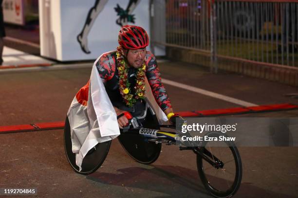 Masazumi Soejima of Japan wins the Marathon Wheelchair race during the Honolulu Marathon 2019 on December 08, 2019 in Honolulu, Hawaii.