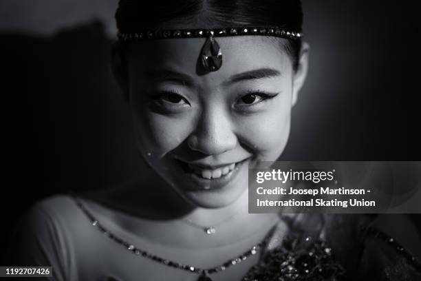 Rika Kihira of Japan poses for a photo ahead of the Gala Exhibition during the ISU Grand Prix of Figure Skating Final at Palavela Arena on December...