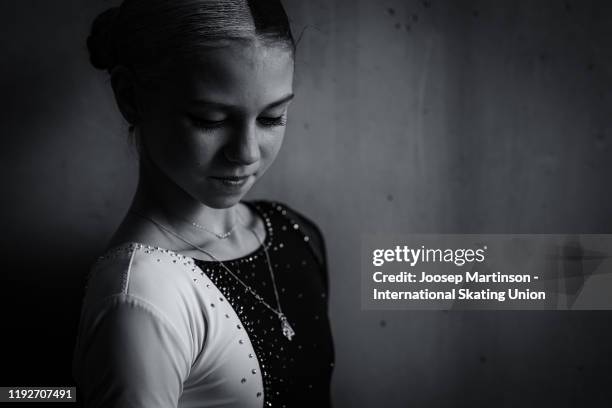 Alexandra Trusova of Russia poses for a photo ahead of the Gala Exhibition during the ISU Grand Prix of Figure Skating Final at Palavela Arena on...