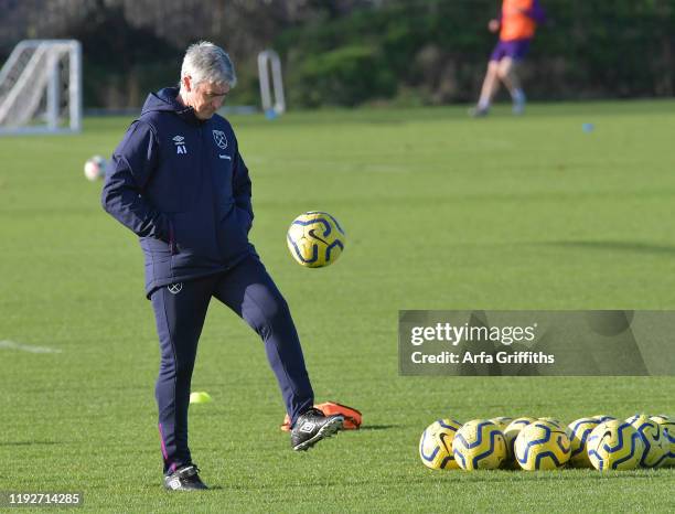 Alan Irvine of West Ham united during Training at Rush Green on January 9, 2020 in Romford, England.