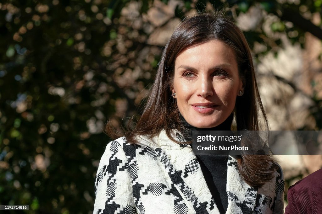 Queen Letizia Of Spain Arrives To FEDER Headquarters