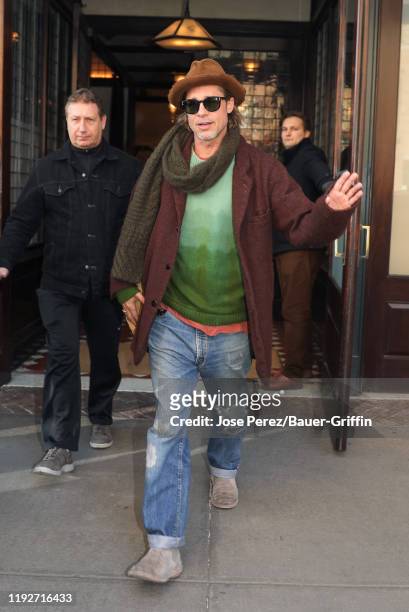 Brad Pitt is seen on January 09, 2020 in New York City.
