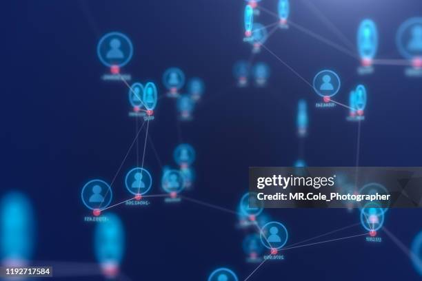 3d illustration rendering of people connection technology concept,futuristic  abstract background for business science and technology - interface dots imagens e fotografias de stock