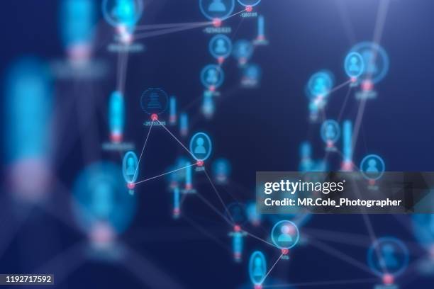 3d illustration rendering of people connection technology concept,futuristic  abstract background for business science and technology - interface dots stock pictures, royalty-free photos & images