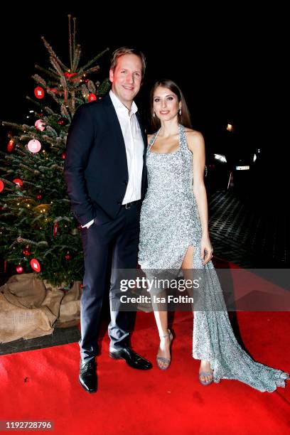 German presenter Jan Hahn and Cathy Hummels during the Daimlers "BE A MOVER" event at Ein Herz Fuer Kinder Gala at Studio Berlin Adlershof on...