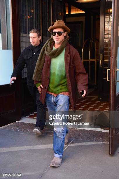 Brad Pitt seen out and about in Manhattan on January 9, 2020 in New York City.