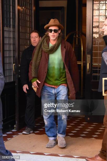 Brad Pitt seen out and about in Manhattan on January 9, 2020 in New York City.