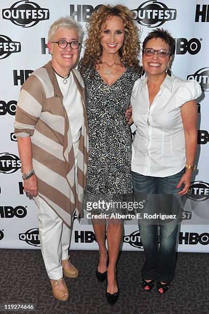 Producer Bobbie Birleffi, singer Chely Wright and producer Beverly Kopf arrive to the 2011 Outfest Special Screening of "Wish Me Away" at Directors...