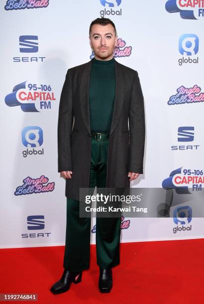 Sam Smith attends day two of Capital's Jingle Bell Ball 2019 at The O2 Arena on December 08, 2019 in London, England.