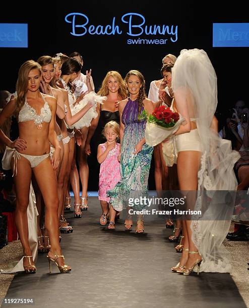 Designer Angela Chittenden, daughter Presley and model Kate Upton walk the runway at the Beach Bunny Swimwear show during Merecdes-Benz Fashion Week...