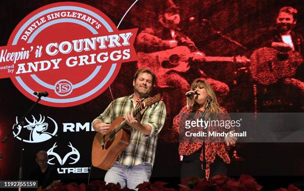 Singer Andy Griggs and singer/songwriter Jamie O'Neal perform during the Daryle Singletary's 'Keepin' it Country' hosted by Andy Griggs show during...