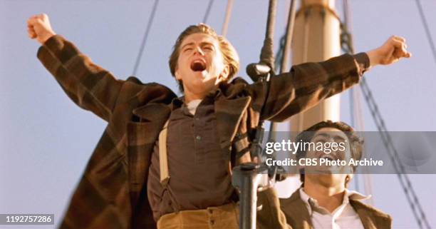 The movie "Titanic", written and directed by James Cameron. Seen here from left, Leonardo DiCaprio as Jack Dawson and Danny Nucci as Fabrizio in the...