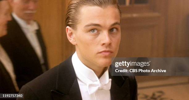 The movie "Titanic", written and directed by James Cameron. Seen here, Leonardo DiCaprio as Jack. Initial USA theatrical wide release December 19,...