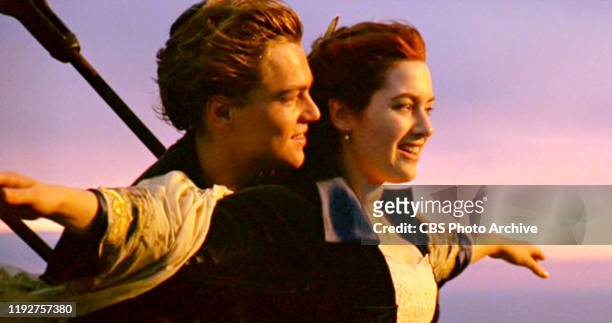 The movie "Titanic", written and directed by James Cameron. Seen here from left, Leonardo DiCaprio as Jack and Kate Winslet as Rose. Initial USA...