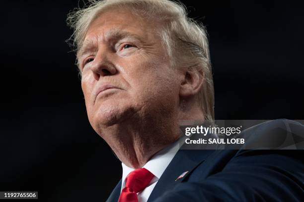 President Donald Trump speaks during a "Keep America Great" campaign rally at Huntington Center in Toledo, Ohio, on January 9, 2020.