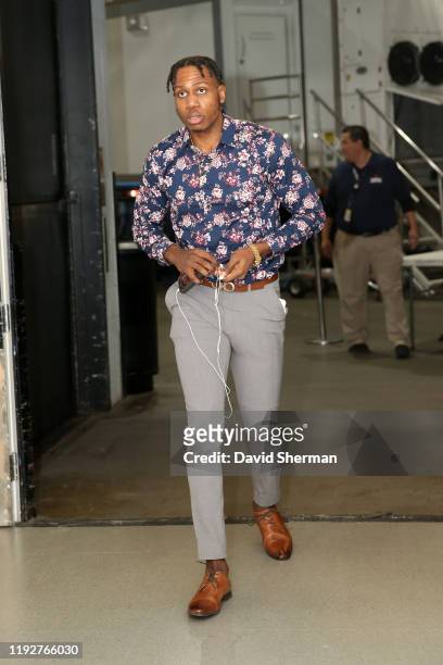 Treveon Graham of the Minnesota Timberwolves arrives to the game against the Portland Trail Blazers on January 9, 2020 at Target Center in...