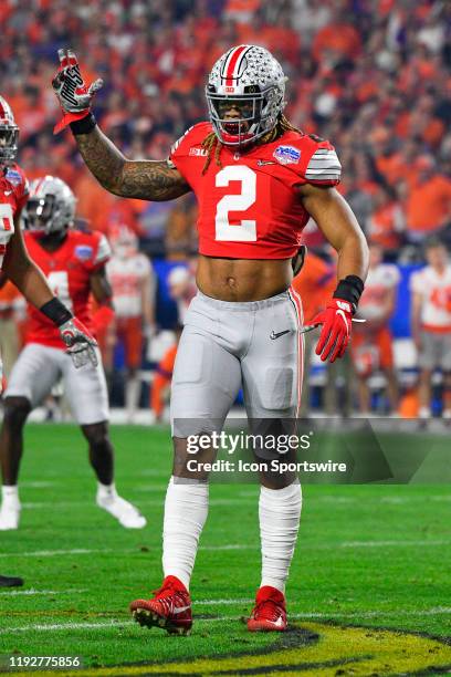 Ohio State Buckeyes defensive end Chase Young looks on during the 2019 PlayStation Fiesta Bowl college football playoff semifinal game between the...