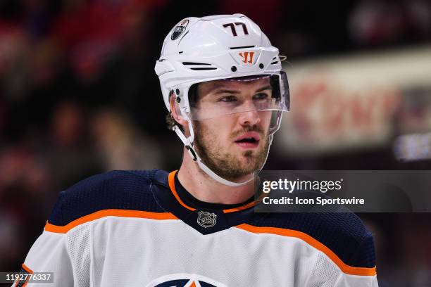 Look on Edmonton Oilers defenceman Oscar Klefbom during the Edmonton Oilers versus the Montreal Canadiens game on January 09 at Bell Centre in...